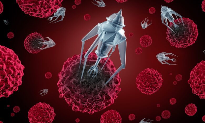Nanotech robots attacking viral infections.